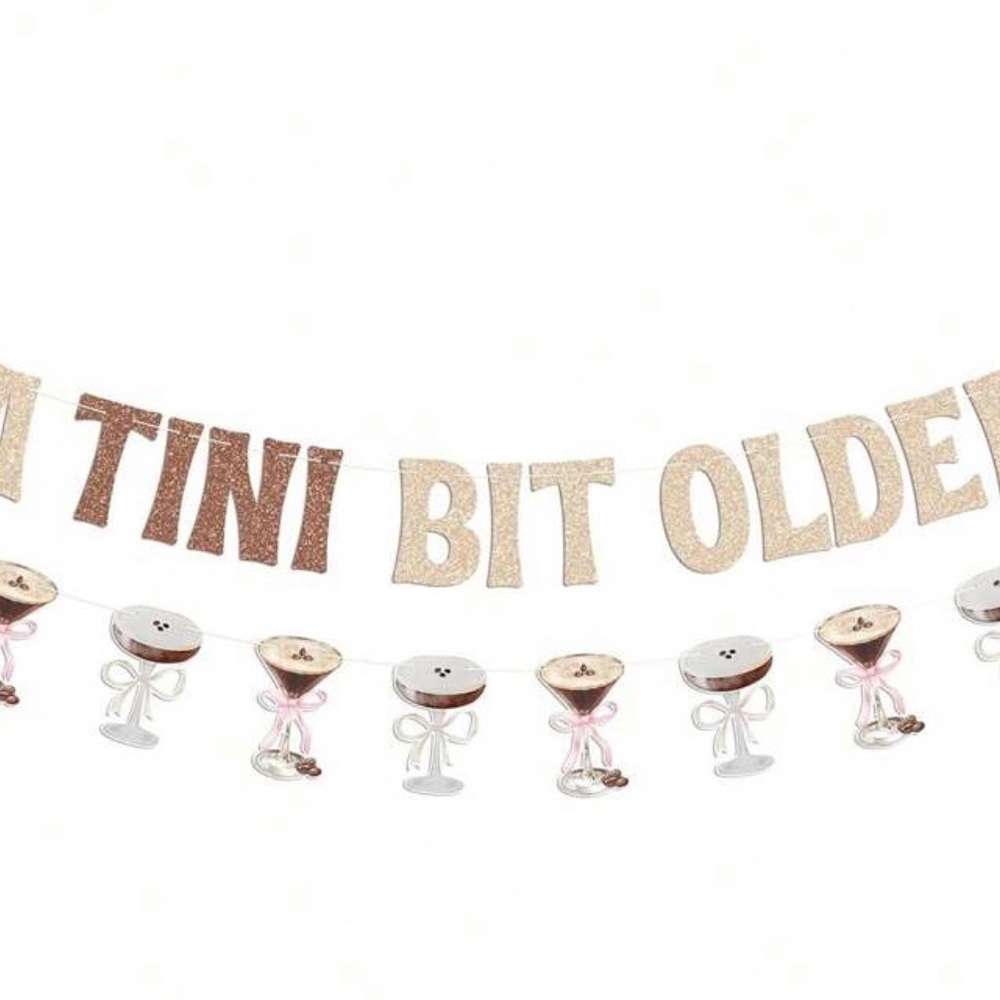 Espresso Martini Cocktail Print banners and balloons  Brown & Cream